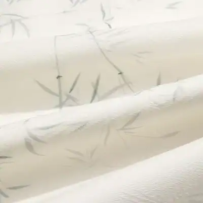 Delicate white wallpaper with subtle bamboo leaf print, perfect for creating a calm, stylish ambiance in living rooms or bedrooms. Ideal for modern interior design accents.