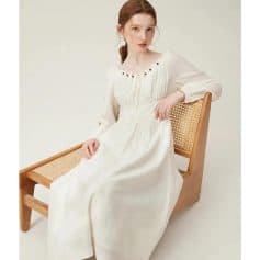 Fashionable white dress with embroidery, ideal for women seeking elegant, comfortable clothing from Monalisa Medical Store.