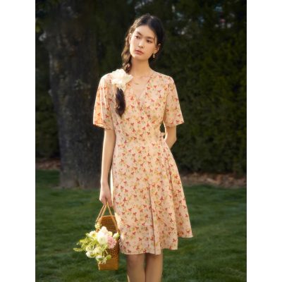 Beautiful floral dress in pastel shades for women, ideal for spring and summer fashion. Shop trendy women's apparel now at Monalisa Store for stylish, comfortable clothing options.