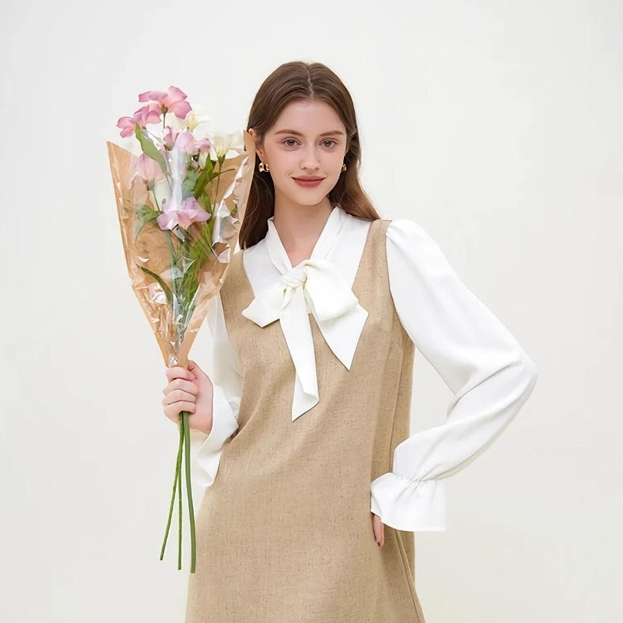 Beautiful young woman with flowers, promoting optometry and eyewear care services with stylish appearance.