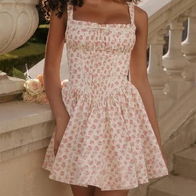 Elegant pink floral dress for women | Monalisa Store.