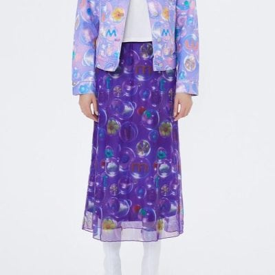 Vivid bubble print maxi skirt in purple, perfect for trendy fashion lovers, available at Monalisa Store—ideal for stylish women seeking vibrant streetwear or casual chic outfits.