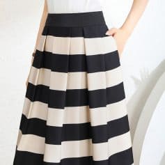 Elegant black and white striped long skirt for women, perfect for stylish and comfortable everyday wear, available at Monalisa Store for modern fashion.