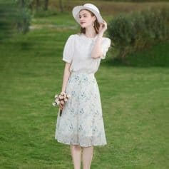 Beautiful white floral summer dress with lace details, perfect for spring and summer occasions. Crafted with breathable fabric, stylish and comfortable for outdoor events and casual wear.