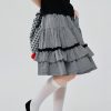 Stylish grey checked ruffled skirt for women, casual fashion, trendy apparel accessories.