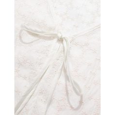 Soft white lace bridal robe with delicate embroidery and a satin tie, perfect for wedding day preparations. Beautiful, comfortable, and stylish for brides.