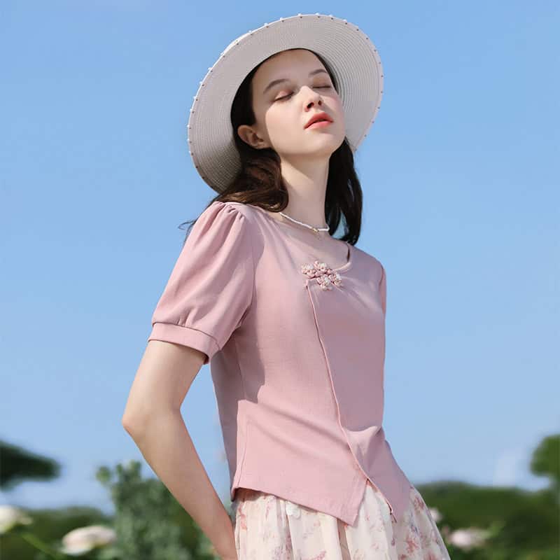 Stylish outdoor fashion, summer hat, pastel dress, sunny day, nature background, women summer style.