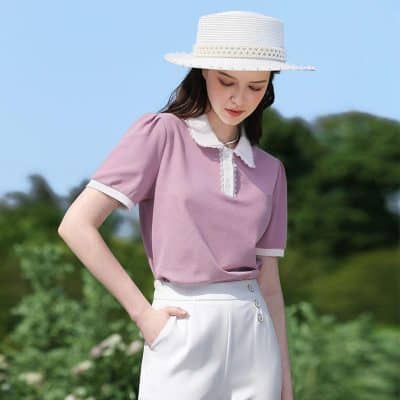 Elegant women's summer clothing featuring stylish blouse and wide-brim hat from Monalisa Medical Store. Perfect for outdoor wear and sun protection.