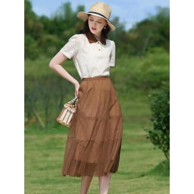 Bright, stylish maxi skirt for women, perfect for summer outings and outdoor wear, featuring a flowing design that adds elegance to casual and semi-formal outfits.