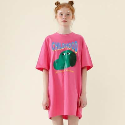 Colorful kids' graphic T-shirt with playful "Childhood" print, perfect for children’s casual wear and adventures. Soft, comfortable fabric ideal for kids' fashion and outdoor activities.