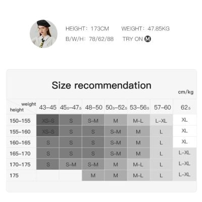 Detailed size recommendation chart for Monalisa optical glasses for various heights and weights. Perfect fit for stylish and comfortable eye wear.