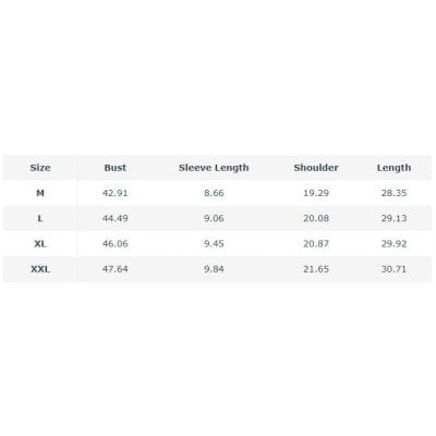 High-quality men's fashion shirt with precise measurements for a perfect fit, suitable for various sizes from medium to XXL. Designed for style and comfort in professional and casual settings.