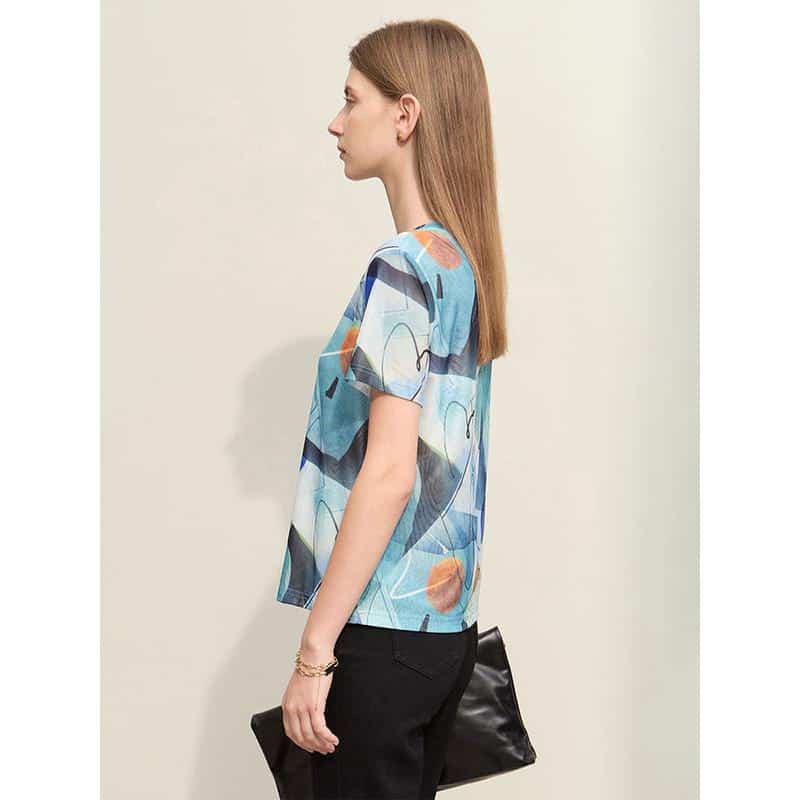 Stylish women's abstract print summer blouse for casual, office, or daily wear. Perfect for a trendy and comfortable look.