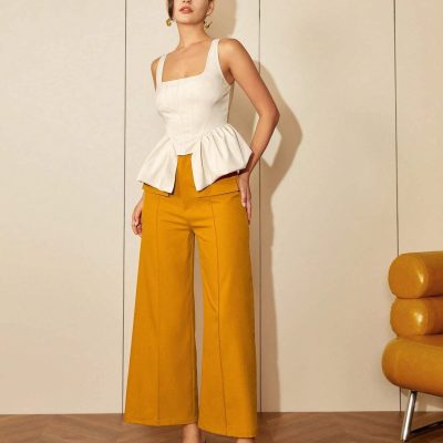 Stylish women's clothing including contemporary tops and wide-leg pants, available at Monalisa Store, perfect for modern fashion enthusiasts.