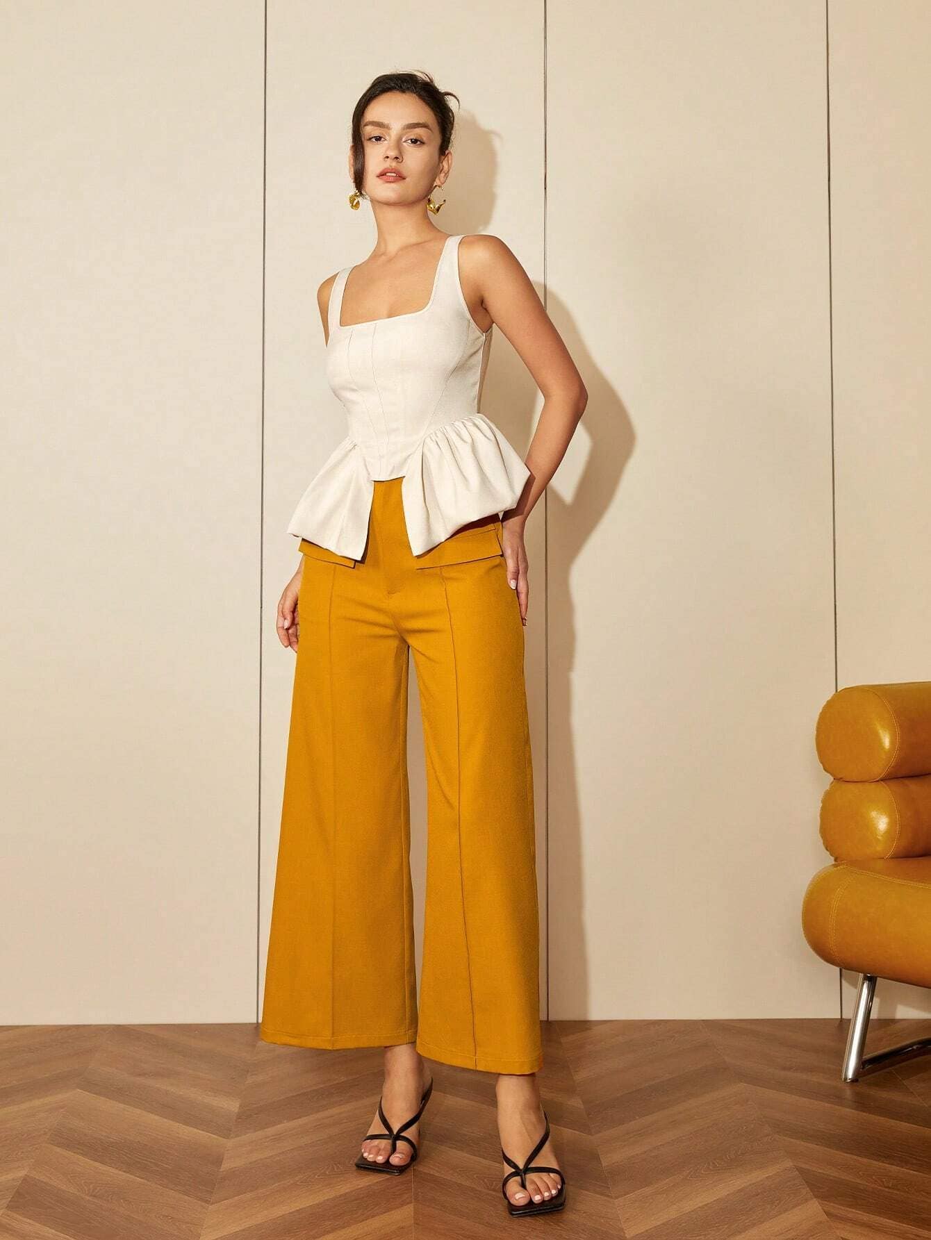 Stylish women's clothing including contemporary tops and wide-leg pants, available at Monalisa Store, perfect for modern fashion enthusiasts.