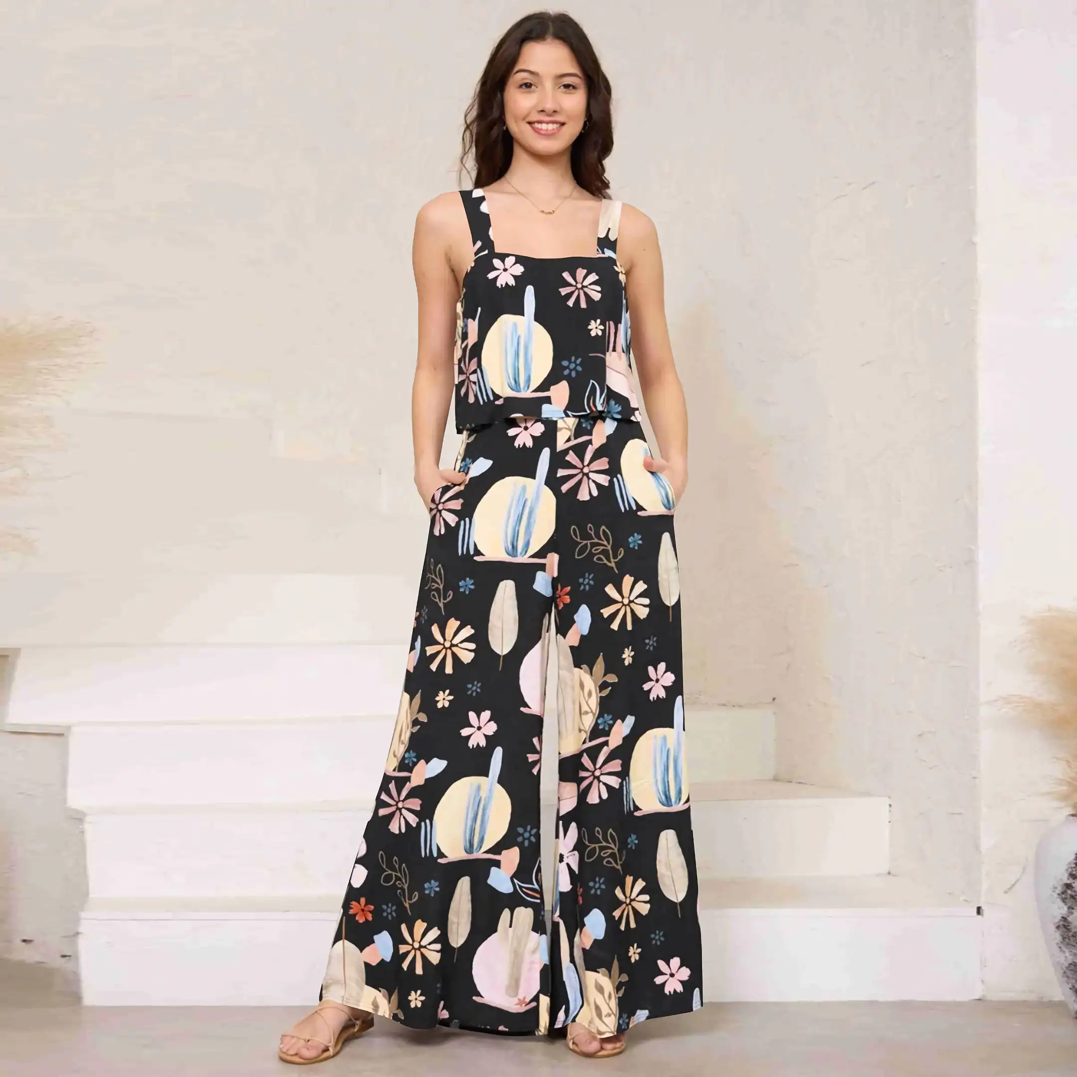 Opt for fashionable, comfortable summer jumpsuits for women with vibrant floral patterns at Monalisa Store.