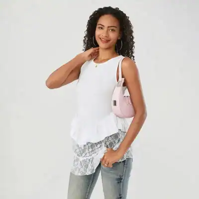 Versatile women's casual top with lace accents, perfect for outdoor activities and stylish opt comparison shopping.