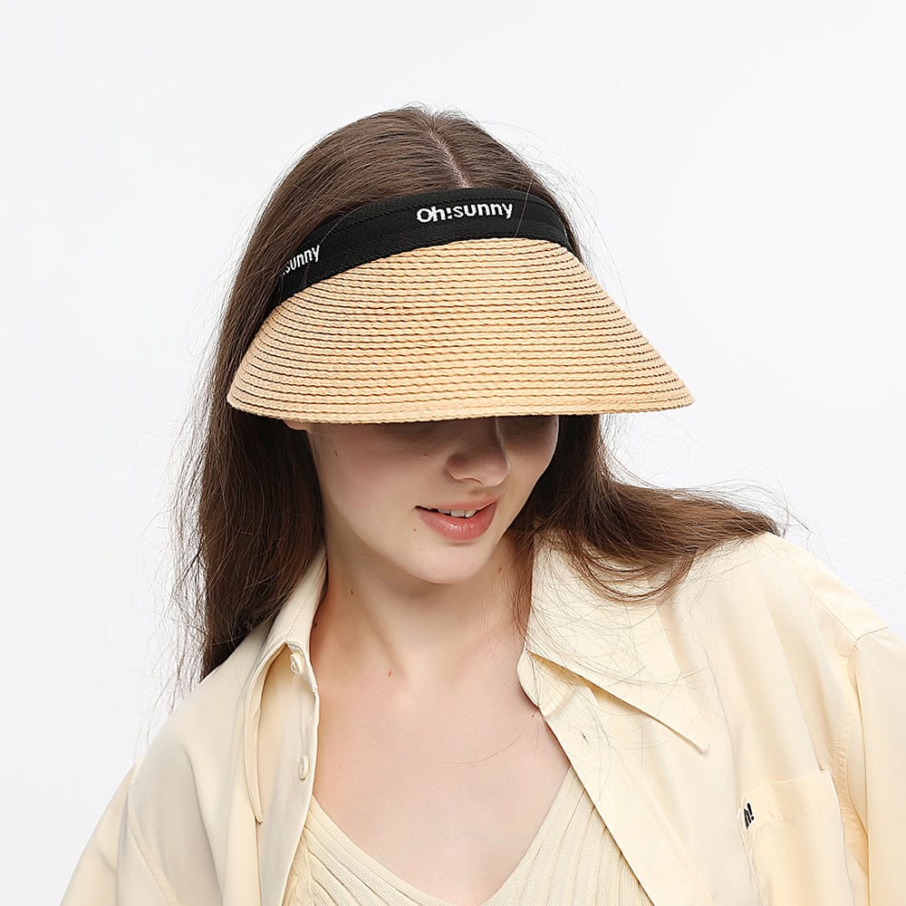 UV protection straw sun visor hat for women, summer outdoor sunshade, wide brim beach hat, stylish and lightweight accessory for sun safety.