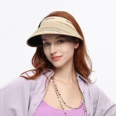 Stylish sun visor with woven design, perfect for summer and outdoor activities, providing UV protection and a fashionable look.