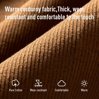 Soft, thick, wear-resistant, and comfortable corduroy material ideal for cozy clothing. Perfect for cold weather with durable, warm, and stylish qualities.