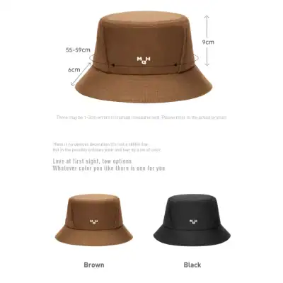 Stylish brown bucket hat with adjustable size for sun protection and casual wear. Perfect for outdoor activities and fashion accessory.