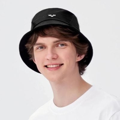 Image of trendy black bucket hat, versatile fashion accessory perfect for casual wear, outdoor activities, and sun protection.