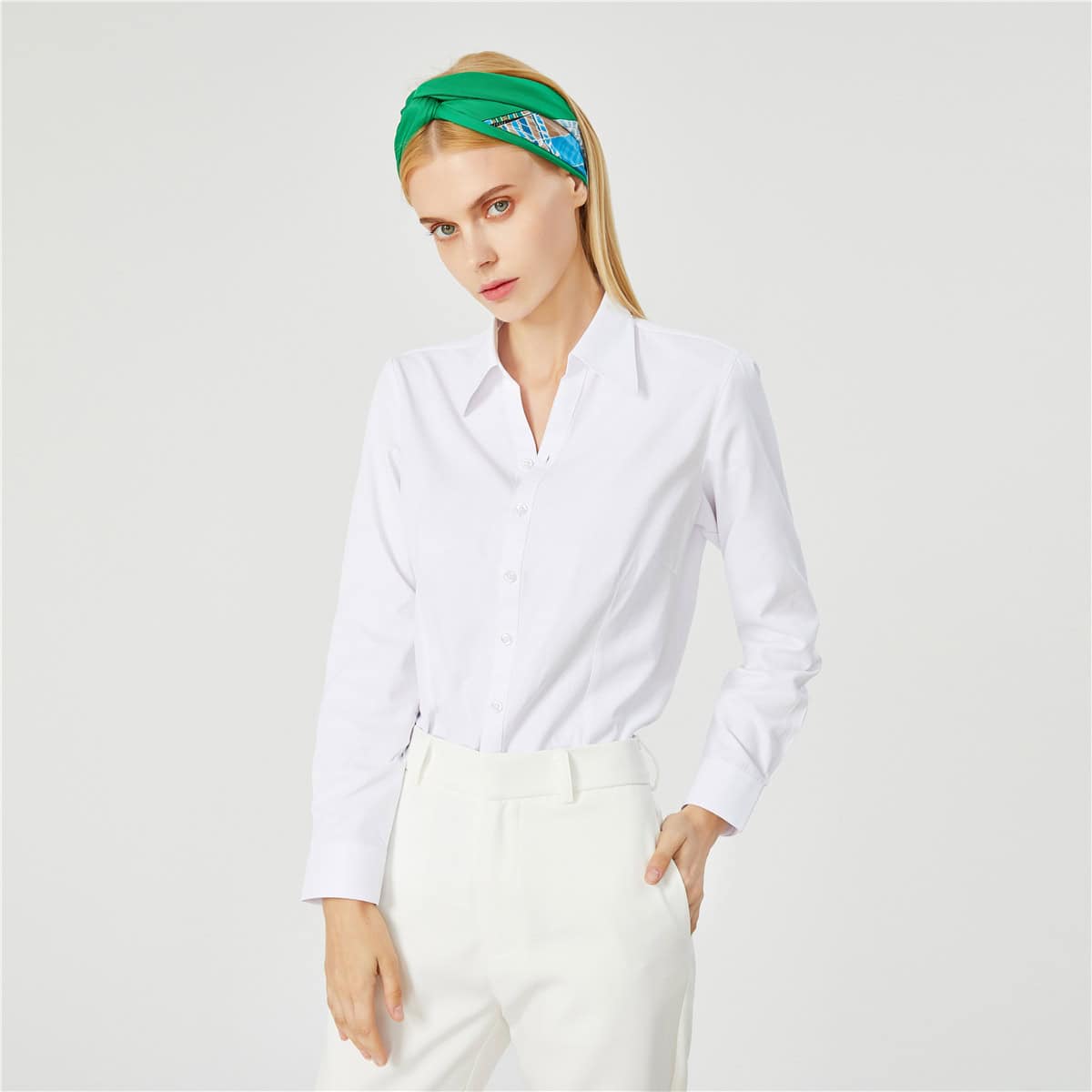 Stylish white blouse for women, perfect for office wear or casual outings, made with comfortable fabric and a classic design. Shop Monalisa's quality women's clothing collection today.