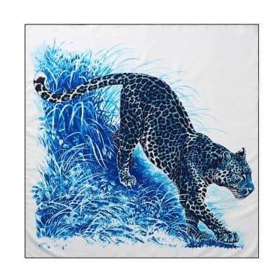 Vivid blue leopard pattern on stylish accessories for bold fashion statements, perfect for animal print enthusiasts seeking unique, trendy pieces.