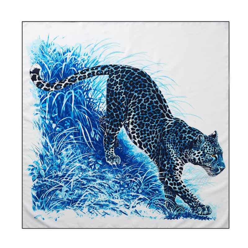 Vivid blue leopard pattern on stylish accessories for bold fashion statements, perfect for animal print enthusiasts seeking unique, trendy pieces.