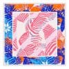 Bright tropical leaf print scarf featuring bold pink, orange, blue, and purple hues, perfect for stylish summer accessories or gift options.