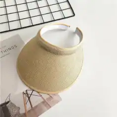 Stylish beige sun visor hat with wide brim, perfect for sun protection and fashion from Monalisa Medical Store. Made with lightweight, breathable material for comfort and sun shielding.