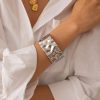 Stylish silver cuff bracelet jewelry perfect for women, enhances any outfit with a contemporary touch, ideal for daily wear or special occasions.