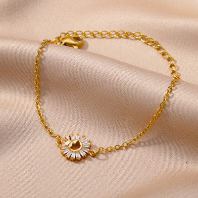Luxurious gold necklace featuring a sparkling crystal flower pendant, perfect for stylish accessories or gifting. Crafted with high-quality materials for durability and shine.