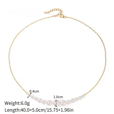 Elegant gold chain with white pearls, perfect for jewelry lovers and special occasions, featuring adjustable length for a comfortable fit.