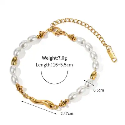 Delicate pearl and gold bracelet designed for sophisticated jewelry lovers, featuring white pearls with gold accents, known for timeless elegance and stylish accessories.