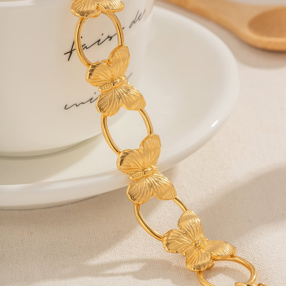 Gold butterfly jewelry bracelet, stylish and elegant for women, perfect for enhancing your fashion statement.