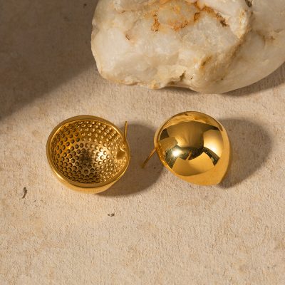Gold earrings with shiny, smooth finish, perfect for luxury jewelry shopping and gift selection.