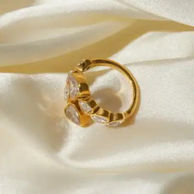 Luxury gold ring with sparkling diamonds, perfect for special occasions or everyday elegance at Monalisa Medical Store.