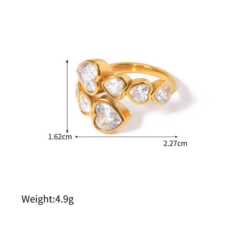 Elegant heart-shaped diamond ring in gold, perfect for women’s engagement and fashion jewelry. High-quality design with shimmering stones and precise craftsmanship.