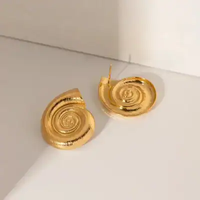Luxury gold spiral earrings, stylish jewelry accessories for women, perfect for special occasions and everyday wear, high-quality craftsmanship.