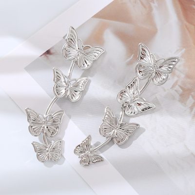 Stunning silver butterfly hairpin featuring intricate butterfly designs, perfect for adding a touch of elegance to any hairstyle or accessory collection at Monalisa Store.