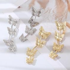 Elegant butterfly hair accessories in silver and gold, perfect for adding a touch of glamour to your hairstyle or special occasions. Stylish, lightweight, and durable.