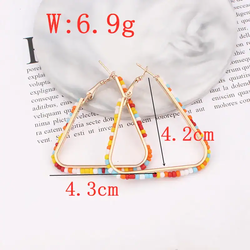 Bright multicolor beaded hoops with gold-tone accents, stylish jewelry for women, perfect for casual and party wear, lightweight and comfortable.