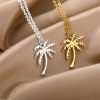 Elegant gold and silver palm tree necklaces for women, perfect for summer jewelry styles. High-quality accessories available at Monalisa Store.