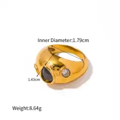 Luxurious gold ring with black and clear gemstone accents, perfect for stylish eye care accessories and opt jewelry. Durable and lightweight, ideal for daily wear.