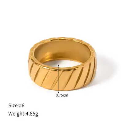 Elegant gold ring with diagonal groove design, perfect for jewelry collection and stylish wear.