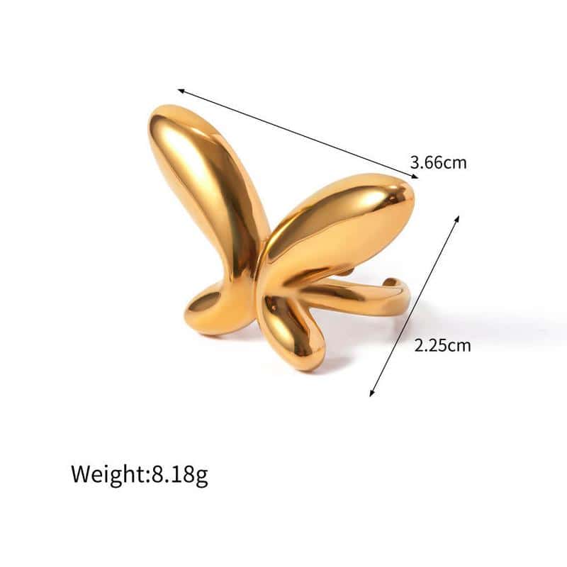 Gold butterfly lapel pin for fashion and accessories, measuring 3.66cm x 2.25cm, weight 8.18g, stylish jewelry for men and women, perfect for gift or personal adornment.