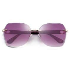 Stylish purple tinted sunglasses with gold accents, perfect for UV protection and fashion statements. Comfortable fit with adjustable nose pads and durable frames.