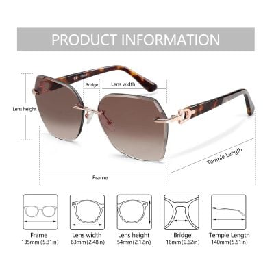 Stylish sunglasses with gradient lenses, tortoise shell temples, and a sleek frame design perfect for eye protection and fashion-forward accessories.