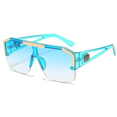 Stylish blue sunglasses featuring mirrored lenses, ideal for sports and outdoor activities, with durable frame and UV protection. Perfect for active lifestyles and fashion-conscious individuals.